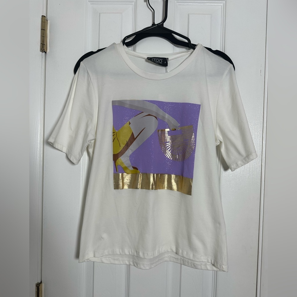 White Graphic Short Sleeve T-Shirt 100% Cotton